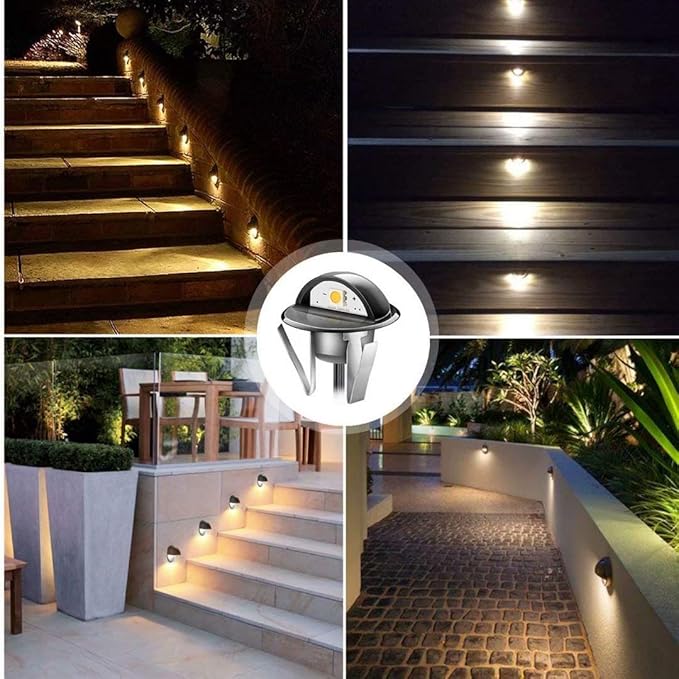 20pcs LED Step Lights Low Voltage IP65 Waterproof Recessed LED Deck Lighting, Half Moon F1.38 Yard Garden Patio Step Landscape Pathway Decor Lamps, Warm White