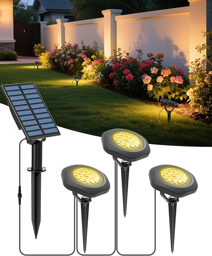 CORESLUX Solar Spot Lights Outdoor Waterproof IP68, 3-in-1 LED Warm Light Solar Landscape Lights, 2 Light Modes Pond Lights Landscape Path Lights for Outside Garden Yard Pond Pathway