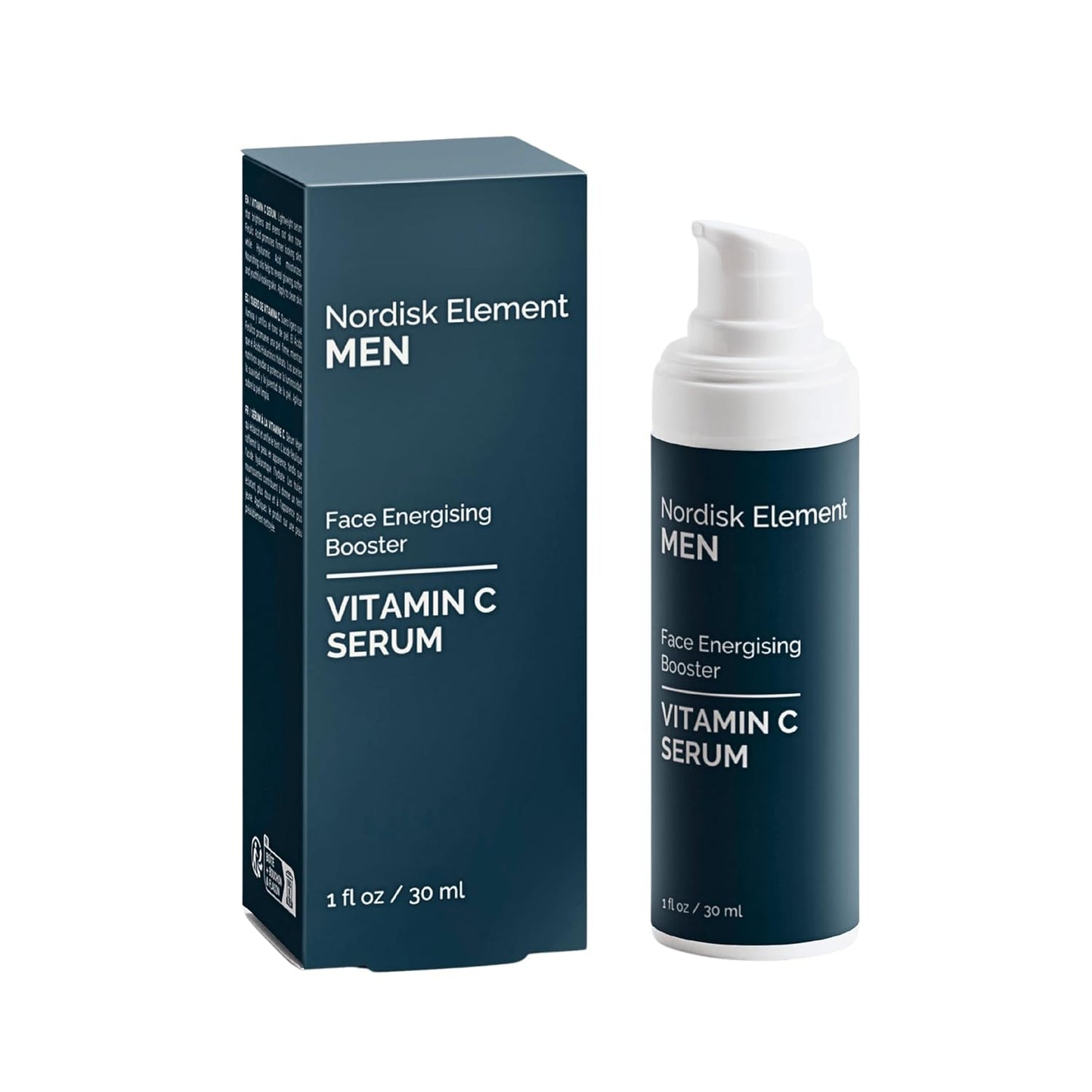 Nordisk Element Vitamin C Face Serum for Men, Anti-aging formula, Improve Appearance of Dark Spots, Tone, Fine Lines & Wrinkles, with Natural Vitamin C & Hyaluronic Acid, 1 Fl Oz