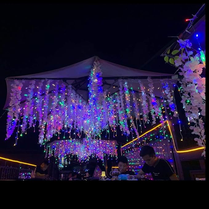 Toodour Christmas Icicle Lights Outdoor, 2 in 1 Warm White & Multicolor Color Changing Icicle Lights with 60 Drops, 29.5ft 360 LED Christmas Light Fairy Twinkle Light for Wedding Home Xmas Decor