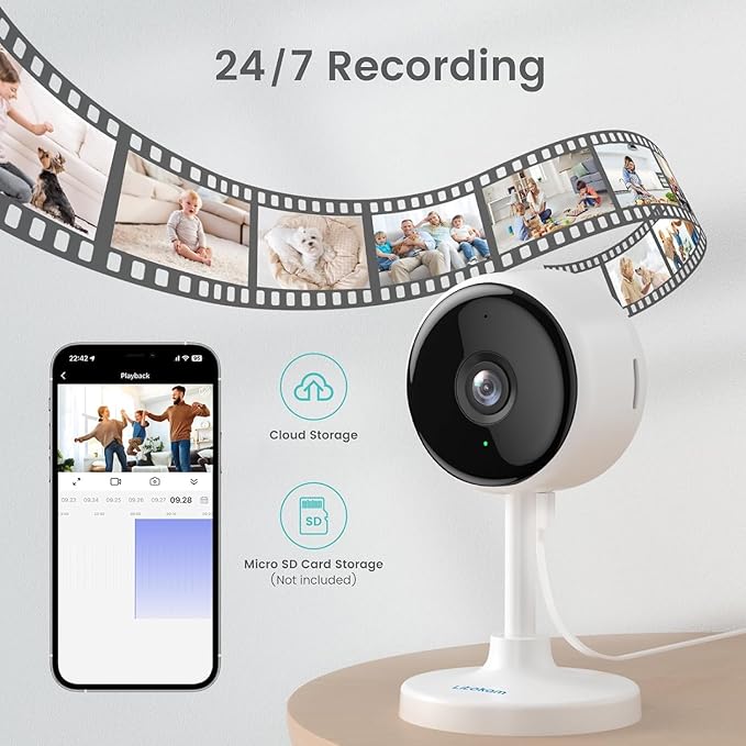 litokam Indoor Camera, Cameras for Home Security with Night Vision, Pet Camera with Phone App, 2K Indoor Security Camera, Motion Detection, 2-Way Audio, WiFi Camera Home Camera Compatible with Alexa