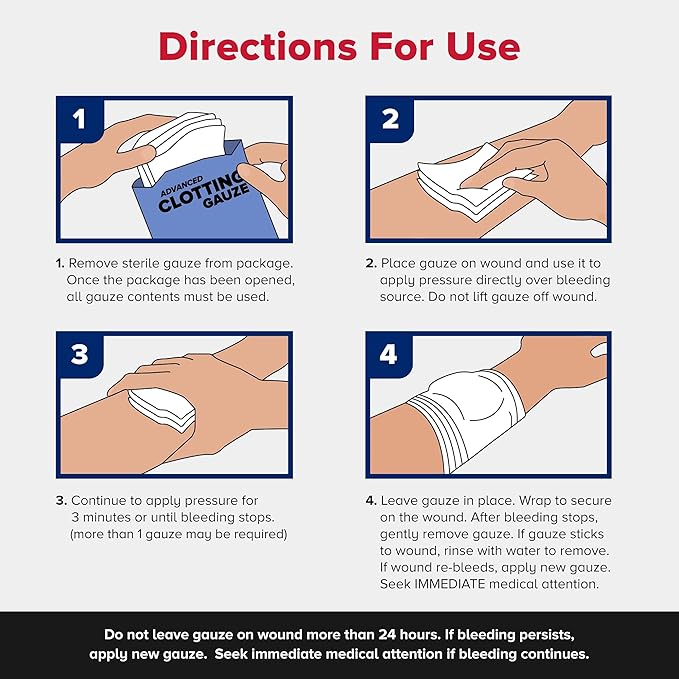 Adventure Medical Kits QuikClot Gauze - for Emergency Survival Kit, Doomsday Prepping Supplies & More - Stops Bleeding Fast with Kaolin - Flexible Hemostatic Medical Gauze - 3" x 24" (2 Strips)
