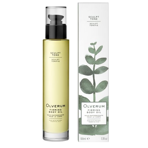 Olverum Firming Body Oil - Luxury Skin Tightening Oil 100ml Spray - Ethically Sourced Blend of Active Botanical and Essential Oils - Contouring Collagen Boost for Women And Men - Relax. Restore. Renew