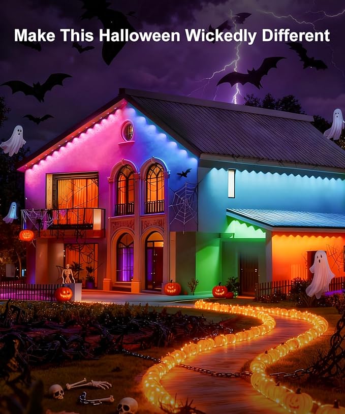 300Ft Permanent Outdoor Lights,Smart RGB Outdoor Lights with Remote APP Control, IP67 Waterproof Outside Light for House for Daily, Garden, TV Backlights, Christmas Decor