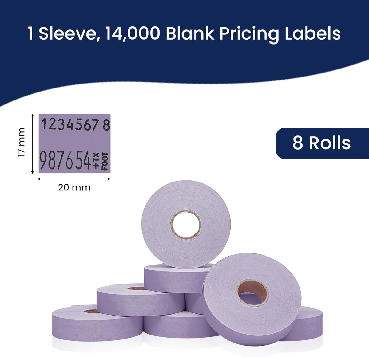 Perco Lavender Pricing Labels for Monarch 1136 - 14,000 Labels, 8 Rolls, Ink Roll Included