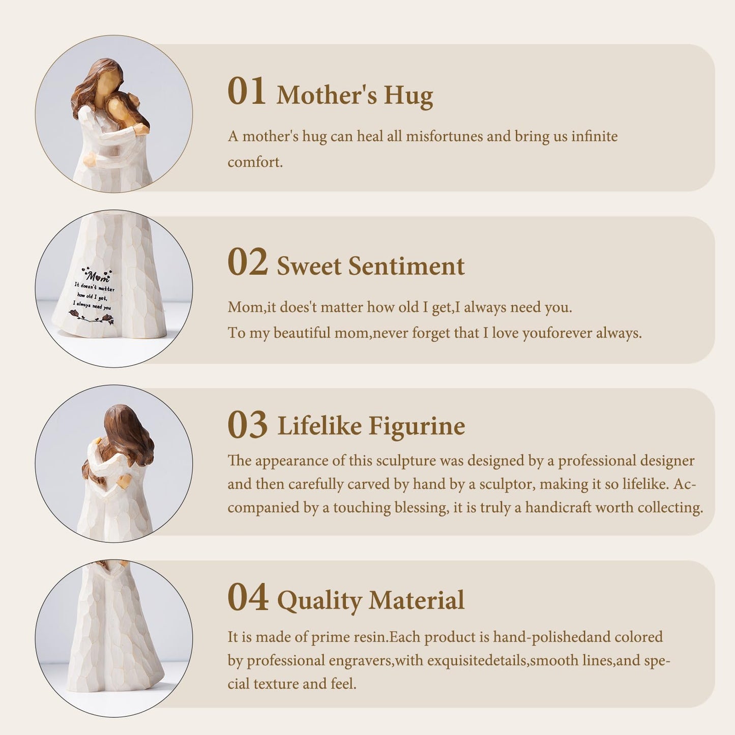 Mom Birthday Gifts,Mom Gifts from Daughters,5.5'' Mother and Daughter Figurine,Meaningful Gift for Mama on Birthday and Mother's Day (Mom Gifts)