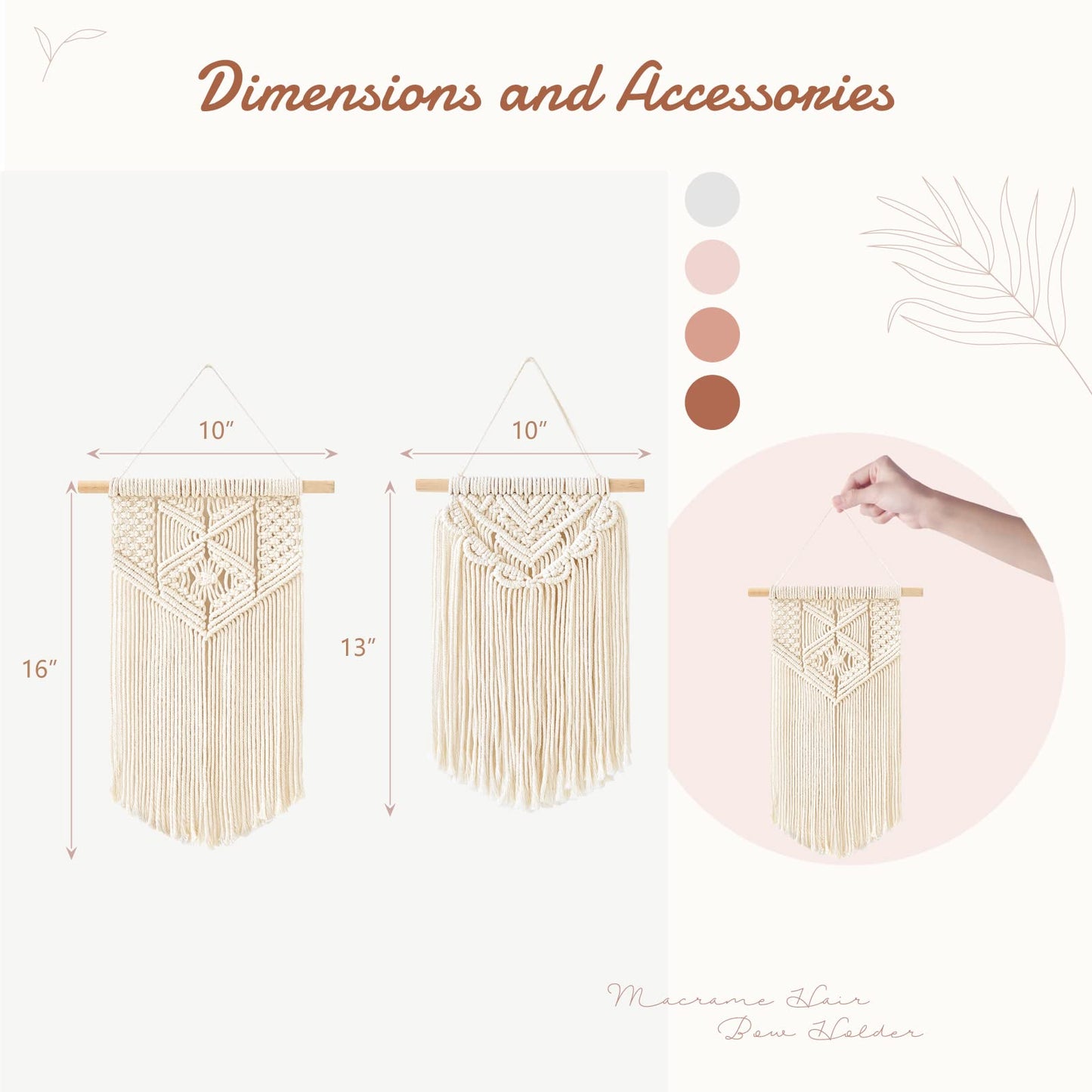 Mkono 2 Pcs Macrame Wall Hanging Boho Wall Art Decor Woven Chic Bohemian Room Decor for Bedroom Nursery Living Room Dorm Apartment, Small Size 13" L x 10"" W and 16"" L x 10"" W"