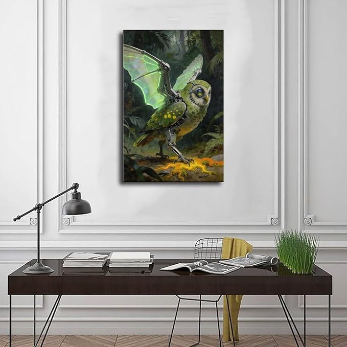 Framed Cyber Fantasy Wall Art for Living Room And Home Office Modern Sci Fi Nature Inspired Decor 12x18inch(30x45cm)