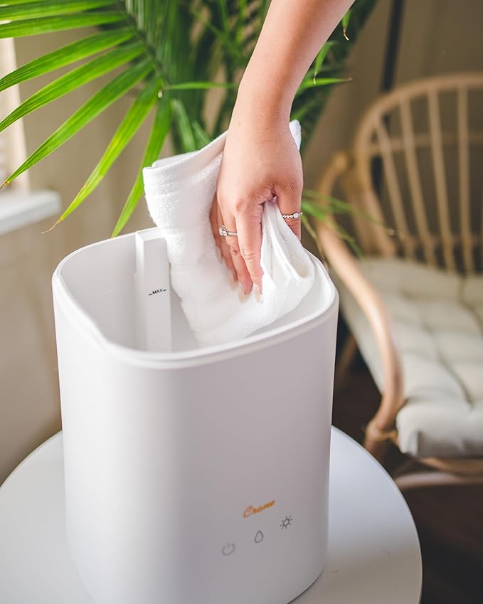 Crane Top Fill Ultrasonic Cool Mist Humidifier for Bedroom and Large Rooms, 1.2 Gallon Essential Oil Diffuser with Nightlight and Auto Shut-Off