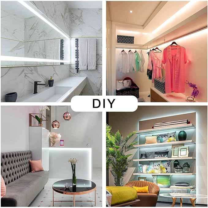 DAYBETTER White LED Strip Lights, 50 ft Dimmable 6500K Bright White Strip Lighting, 900 LEDs Tape LED Lights for Bedroom, Mirror, Kitchen, Home Decoration(2 Rolls of 25 ft)