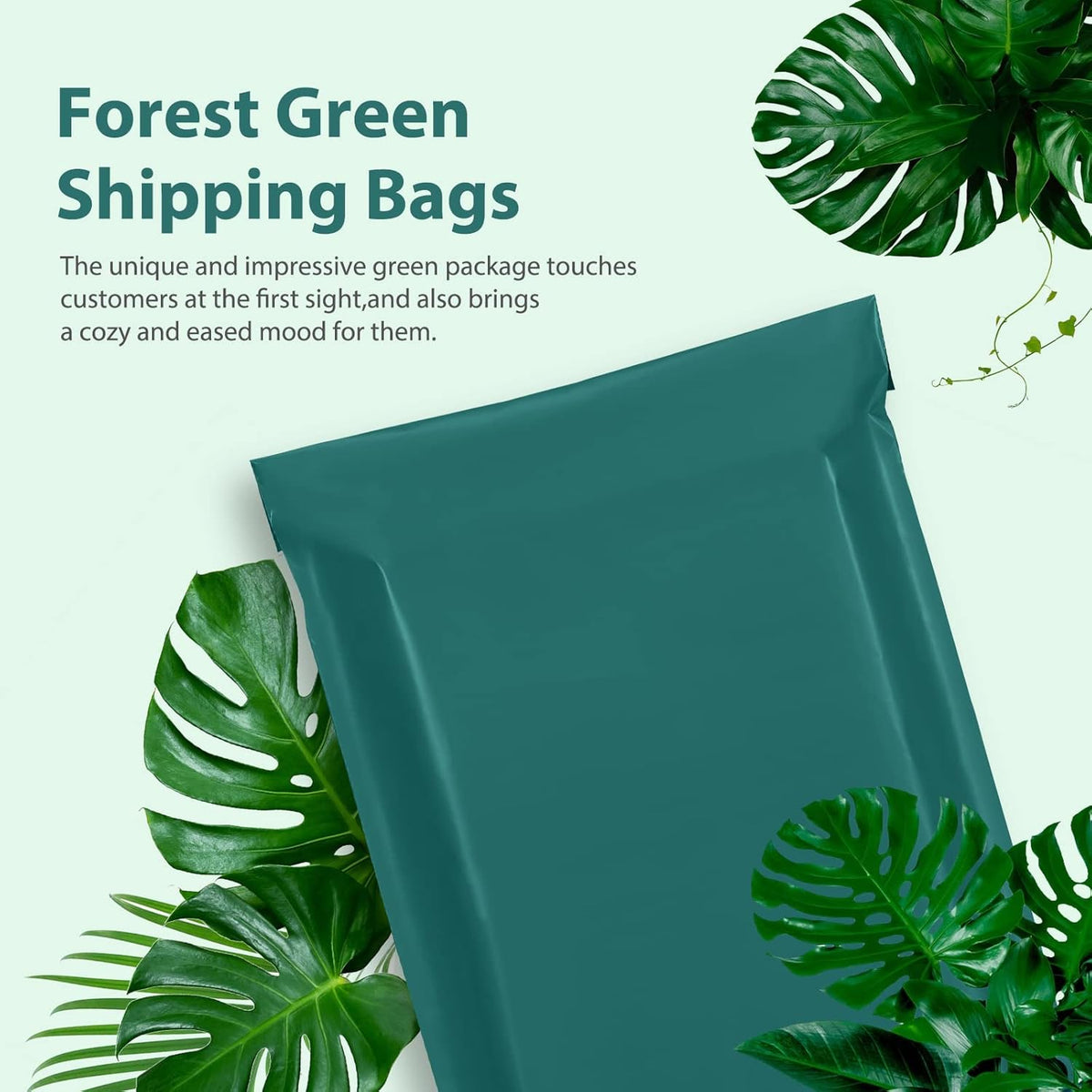 Fuxury Poly Mailers 10x13 Inch 100 Pcs, Waterproof Shipping Bags for Clothing, Strong Adhesive Shipping Envelopes for Small Business, Self Seal Mailers Poly Bags Mailing Envelopes Forest Green