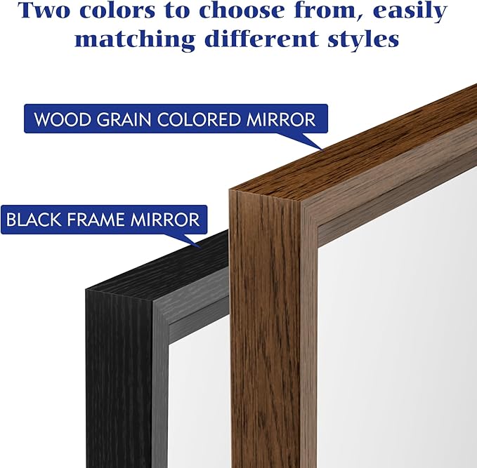 Rectangle Bathroom Mirror 28x36 Inch, Matte Black Framed, 4MM Tempered Glass, Anti-Rust, Wall-Mount Vanity Mirror for Bathroom & Bedroom, Hangs Horizontally or Vertically