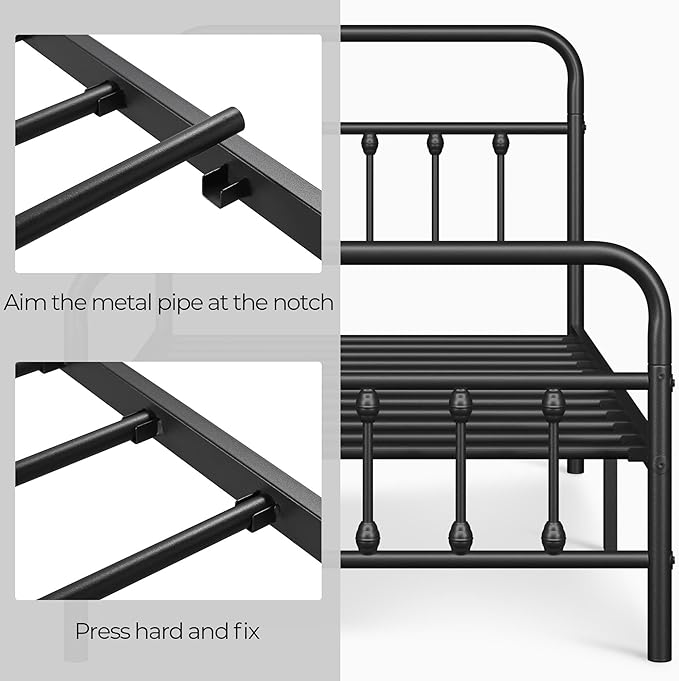 Yaheetech Classic Metal Platform Bed Frame Mattress Foundation with Victorian Style Iron-Art Headboard/Footboard/Under Bed Storage/No Box Spring Needed/Twin Size Black
