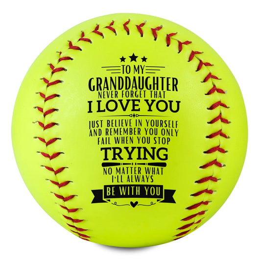 CybGene Softball Gifts for Granddaughter Girls from Grandma Grandpa Grandparents for Birthday Graduation Christmas, Printed Softball Ball 12" - to my Granddaughter
