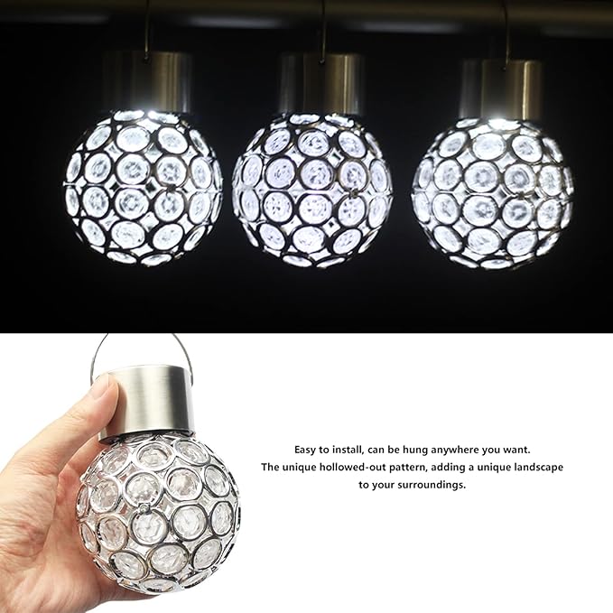 Akozon Solarpowered LED Hanging Light for Lawn, Courtyard and Garden Decor, for Home Outdoor Decoration
