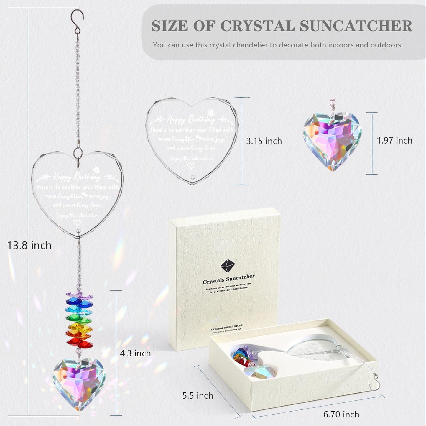 Birthday Gifts for Women, K9 Crystal Suncatcher Birthday Gifts for Friend Sister Mom