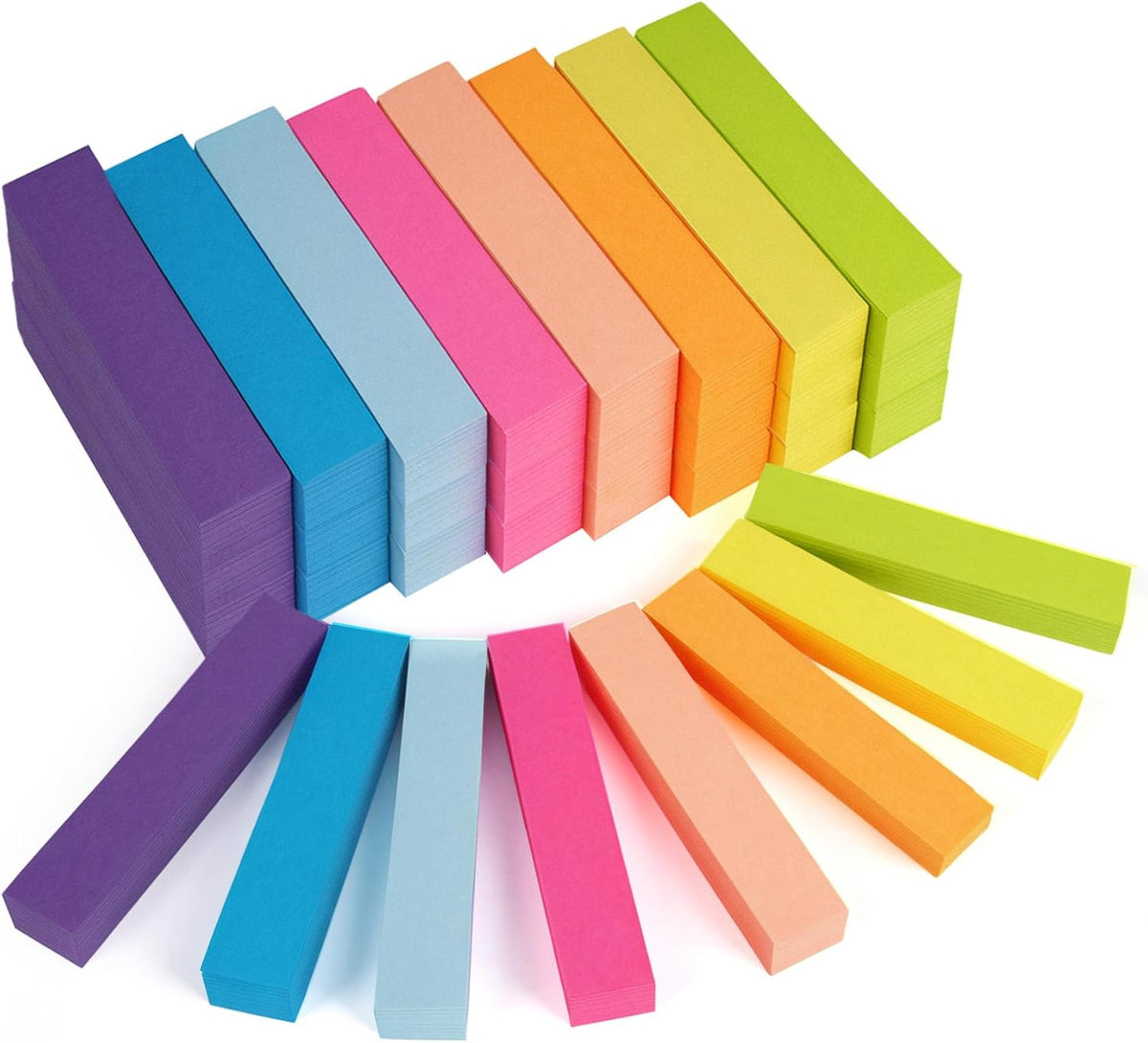 24 Pack Sticky NotesTabs Pads,2400 Sheets Index Tabs,2.99 * 0.62in Small Self-Stick Page Markers,8 Bright Colors Page Flags Mini Self-Stick Pads to Post for Office,School,Home,Meeting,Back to School
