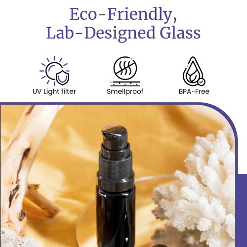 Infinity Jars 10 Ml (0.34 fl oz) Refillable Ultraviolet Black Glass Pump Bottles Leak-Proof Travel Containers for Toner, Sanitizer, Beard Oil, Hair Serum, Essential Oils 10-Pack