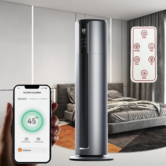 9L Cool Mist Humidifier, Ultrasonic Fast Humidifier for 645 Sq Ft, Smart App & Remote Control, HD Humidity Display, Tap Water Friendly for Home Office