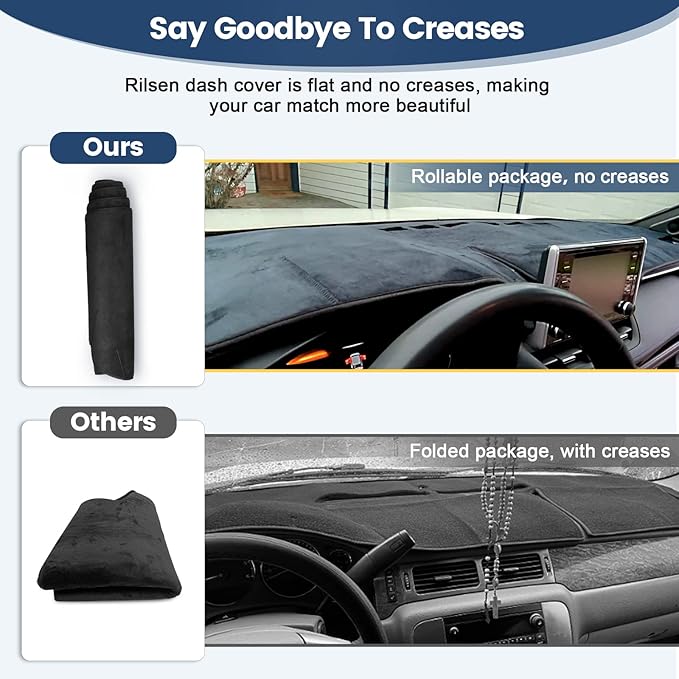 Dashboard Cover Mat Custom Fit for Toyota Camry 2018-2023 2024 Dash Cover Nonslip Dash Mat Protector Sunshade No Glare Black