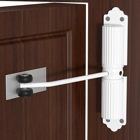 Automatic Door Closer, Zinc Alloy Safety Spring Door Closer 20-60kg Closing Door Hinge, Adjustable Door Spring Closer for Commercial & Home Use with Screws(White)