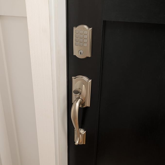 Schlage Arrive WiFi Deadbolt Smart Lock, Keyless Entry Door Lock with Camelot Trim, Satin Nickel, Compatible with Alexa and Google, BE459WB CAM 619