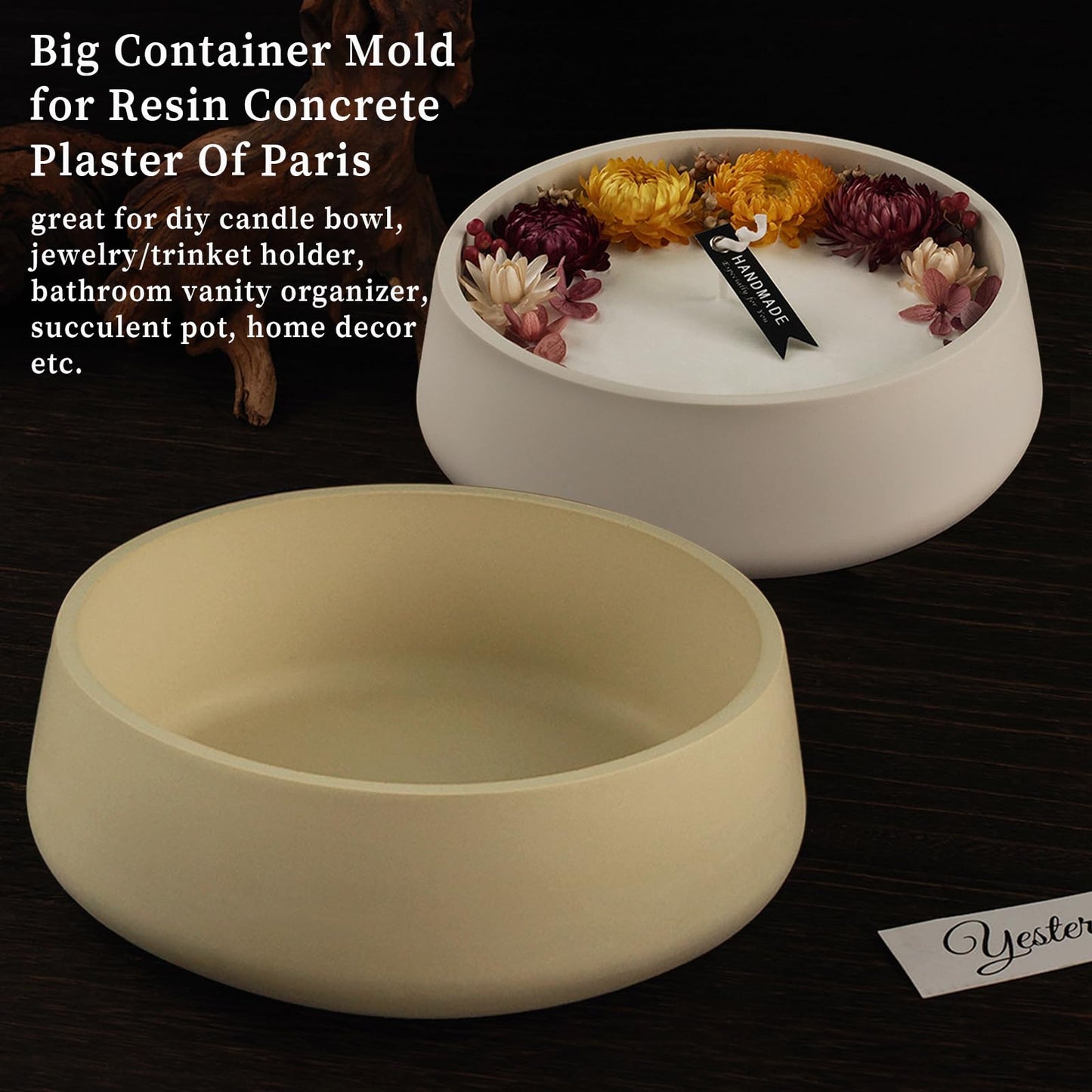 Wehous Large Silicone Bowl Molds, 7.2'' Round Container Resin Concrete Mold for Bowls, Silicone Molds for Epoxy Resin, Christmas Valentine Candle Molds