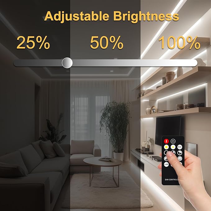 COB LED Strip 32.8ft,Dimmable Strip Lights, 6000K Daylight Super Bright LED Strip Lights, DC24V CRI90+,LED Tape Light with UL-Listed Power Supply, Indoor for Closet,Bedroom,Kitchen