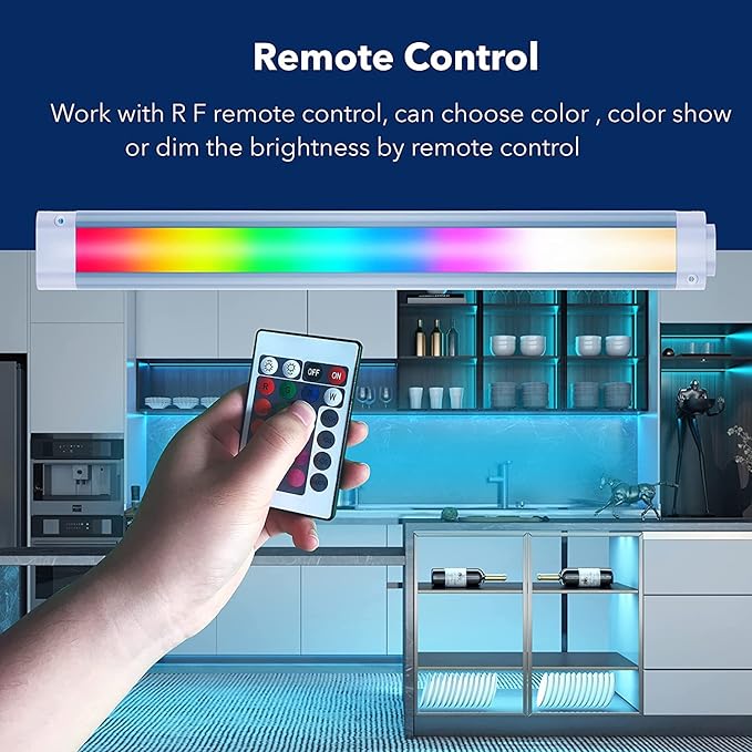 Plug in Under Cabinet Lighting Kit, Dimmable Kitchen Undercounter Lights, White & Color Ambiance Smart LED Bar Compatible with Alexa, Google Home. Under Counter Lights for Shelf, Sink, Desk, Closet.