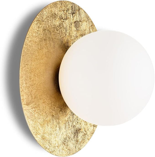 1 Light Wall Sconce, Mid Century Modern Globe Wall Sconce, Ceiling Light Fixture, Vanity Light Fixture, Indoor Wall Light for Living Room Bedroom Hallway Bathroom Entry (Gold)