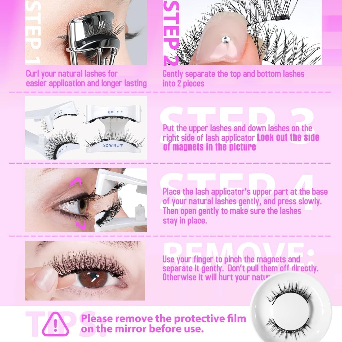 Ginani Magnetic Lashes,Magnetic Eyelashes with Applicator,2025 New Reusable Magnetic Lashes Natural Look No Glue or Liner Needed(Camellia+Simple)