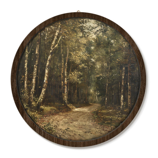 VONTP Moody Vintage Forest Landscape Wall Art Decor, Rustic Country Farmhouse Trees Wooden Wall Hanging Decor for Home Bedroom Living Room, 9.8x9.8 Inch