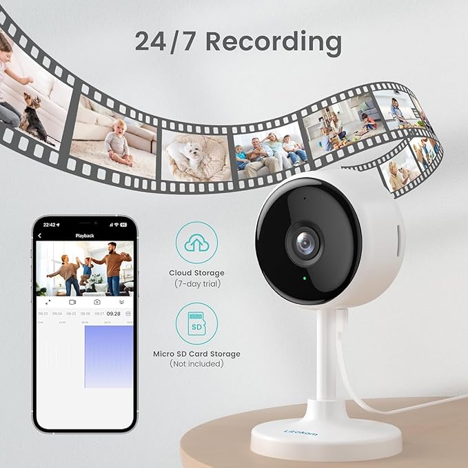 litokam Indoor Cameras for Home Security with Night Vision, Pet Camera with Phone App, WiFi Home Security Camara, Baby Monitor Compatible with Alexa, Motion Detection, 2-Way Audio, 4 Pack, 4MP