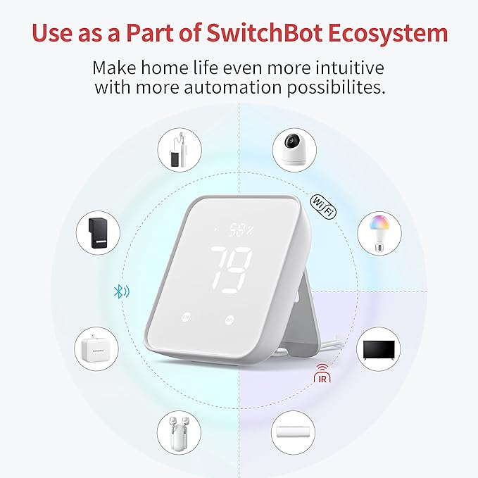 SwitchBot Hub 2 (2nd Gen), work as a WiFi Thermometer Hygrometer, IR Remote Control, Smart Remote and Light Sensor, Link SwitchBot to Wi-Fi (Support 2.4GHz), Compatible with Alexa&Google Assistant
