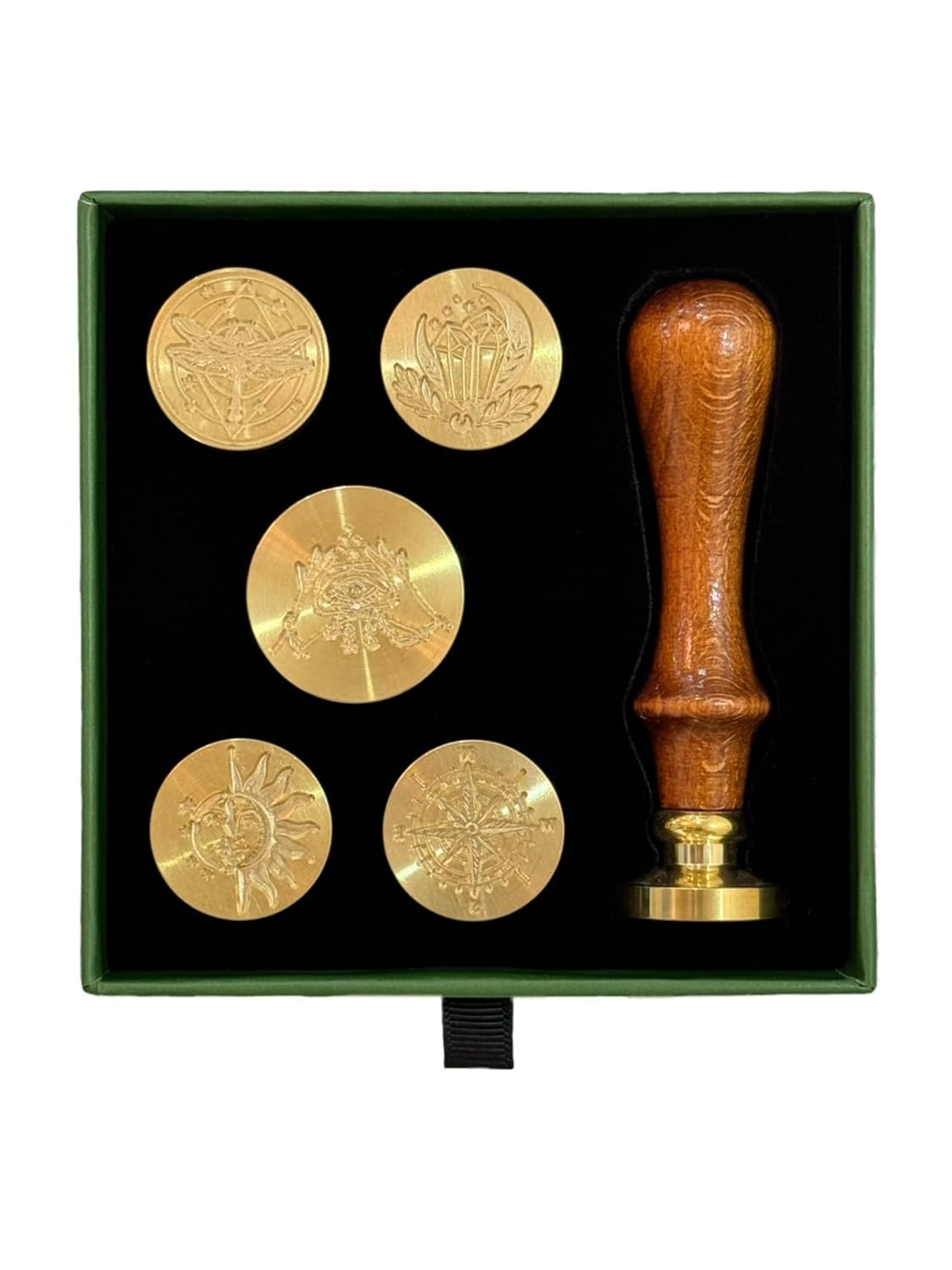 FAMOUS 6Pcs Wax Seal Stamp Gift Box Set, Brass Head+Wooden Handle, Vintage Seal Kit for Cards & Envelopes, Gift Packaging (Starry Universe Series)
