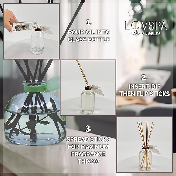 LOVSPA REVITALIZE Mandarin Lime & Basil Diffuser Oil - Essential Oils for Diffuser Refill & Air Freshener Room Spray - Long-Lasting & Natural Home Fragrance, Scented Oil for Diffusers, USA Made, 4oz