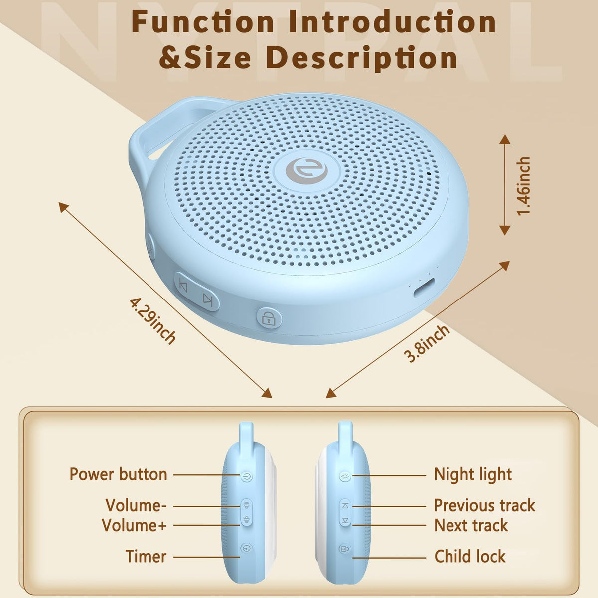 Portable White Noise Sleep Sound Machine for Home and Travel. Perfect for Your Sleeping Baby with a dimmable Night Light and Long Battery Life. Baby Essential Adult/Child Lock Feature.