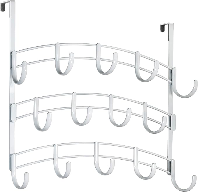 LYNK Professional® Home™ Over The Door Hooks - 14 Hook Over The Door Hanger - Over Door Coat Rack - Hanging Towels or Clothes - Bathroom, Bedroom or Laundry Room - Lifetime Ltd. Warranty – White