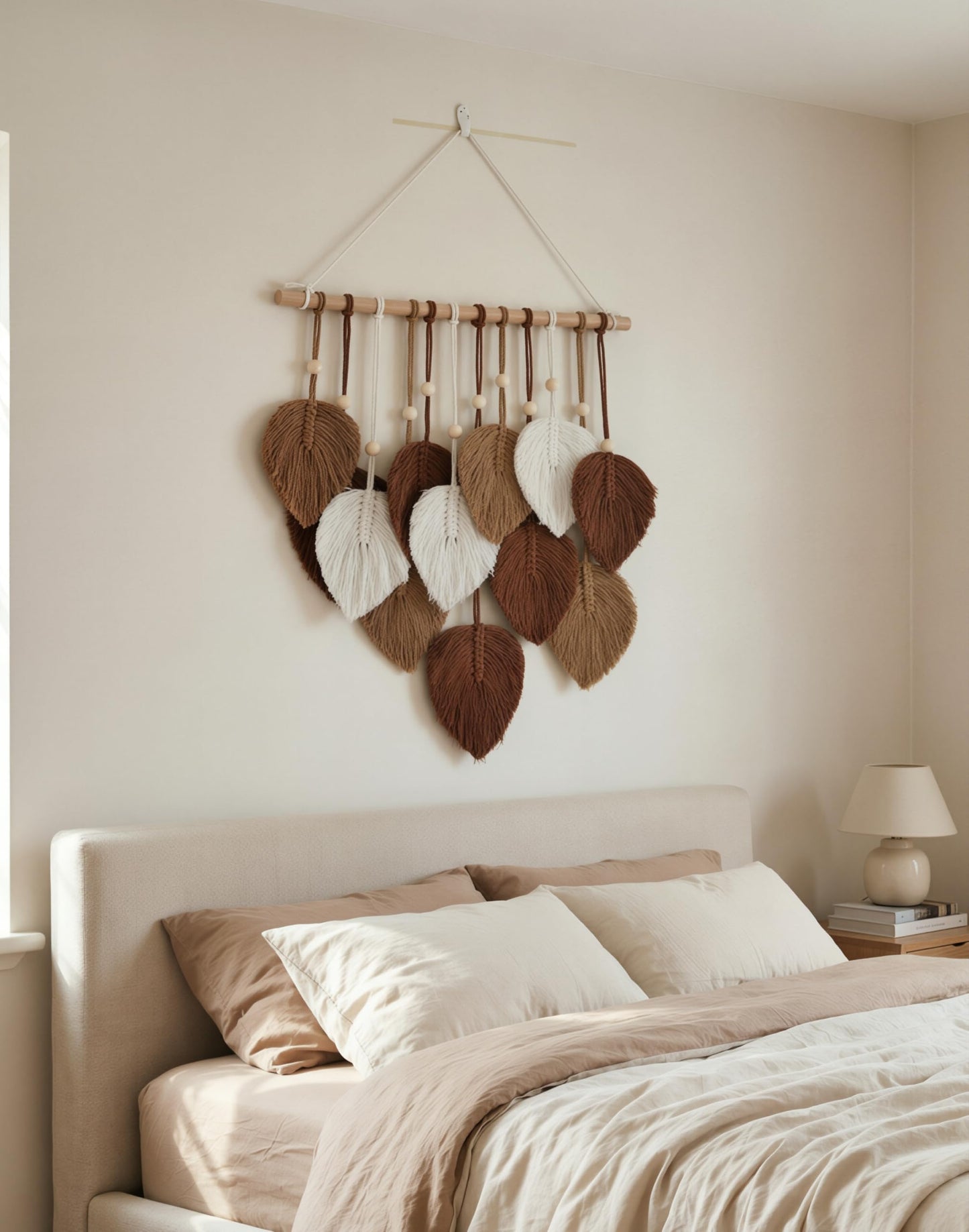 Jditngp DIY Macrame Leaf Wall Hanging Beginners Boho Wall Leaf Tapestry Kit Handmade Woven Tapestry Feather Wall Hanging DIY Macrame Kit for Adults Birthday Gift DIY Craft Kits 15.8" (Brown)"