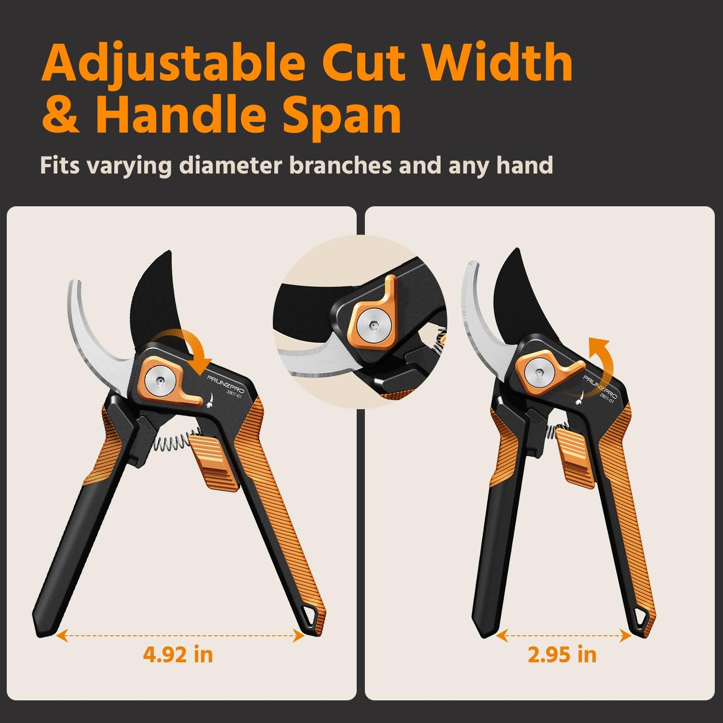 PrunePro Pruning Shears for Gardening 2 Pack Professional Bypass Hand Pruner Stainless Steel Sharp Blade Garden Scissors Plant Flower Garden Clipper Orange