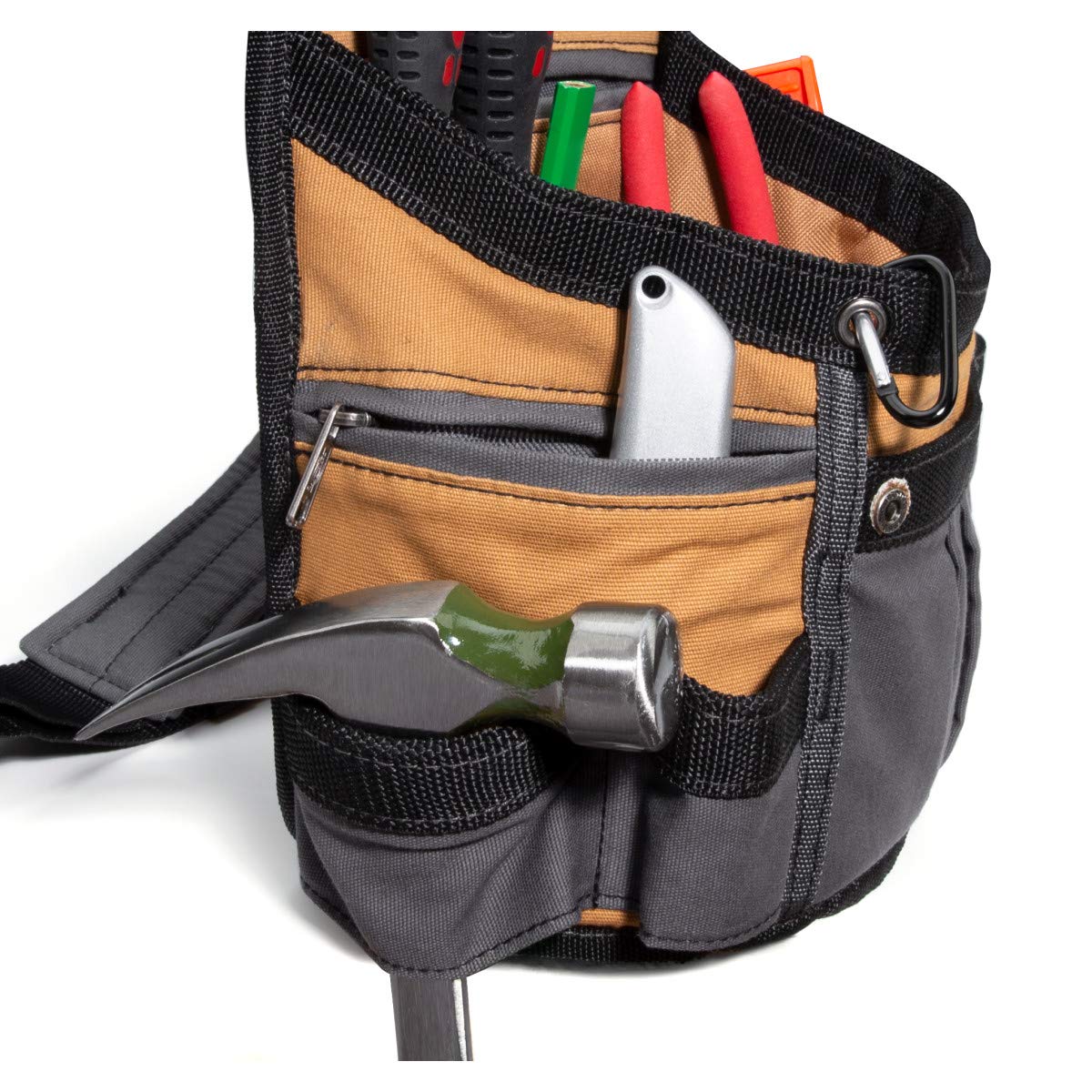 Dickies 8-Pocket Padded Tool Belt/Utility Pouch, Adjustable 3-Inch Belt, Durable Canvas Construction, Tan/Grey