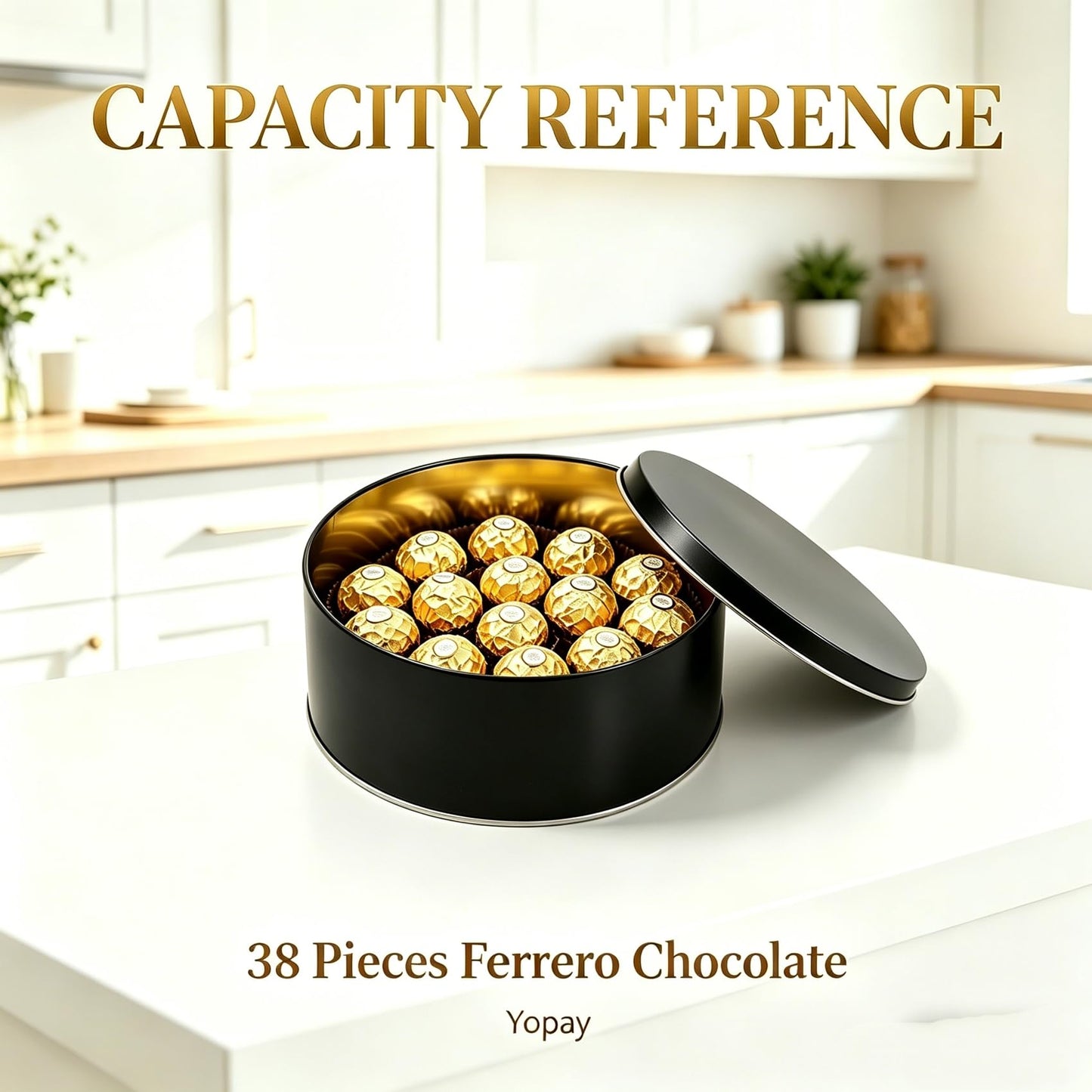 Yopay 3 Pack Cookie Tin with Lid, Round Gift Tin, Black Baking Cake Container for Storing Patisseries, Snack, Chocolate, Easter, Special Occasion, Holidays, 7" Wide by 3.2"" Tall"