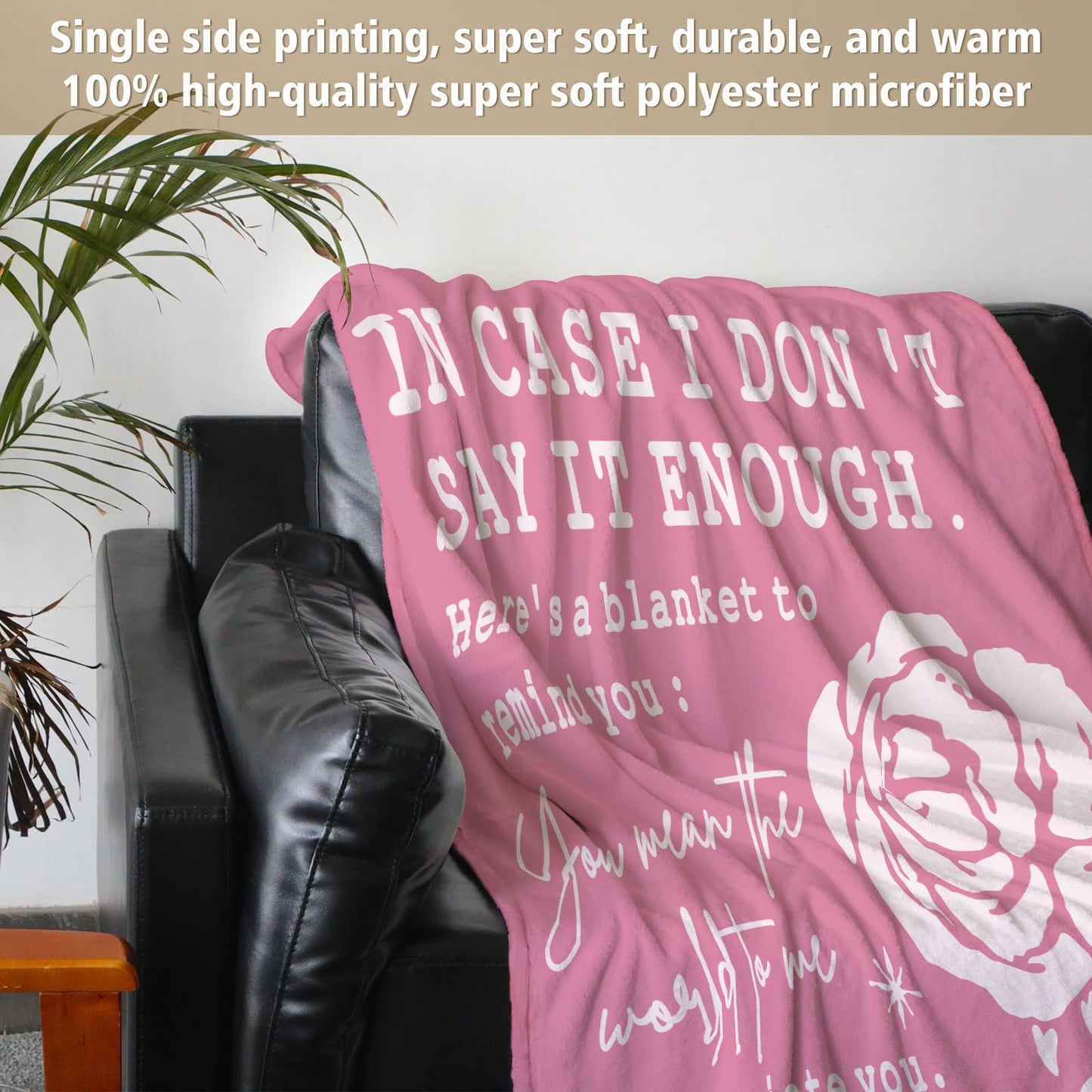 Afterprints Romantic Gifts for Her, I Love You Blanket, Anniversary, Birthday Gifts for Women, Girlfriend, Wife, Soft Throw Blanket with Rose Print 50” x 60''