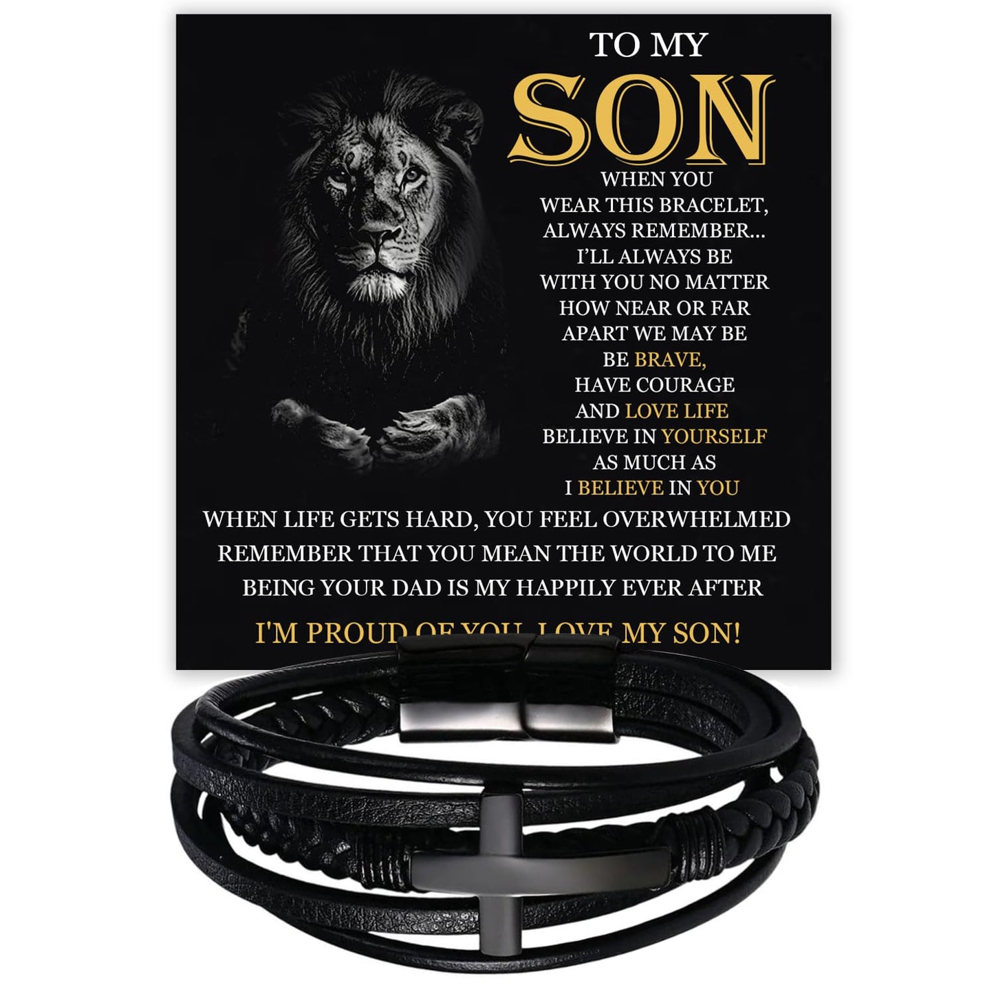 To My Son Bracelet for Son from Mom ad Dad, Stainless Steel Engraved Love You Forever Jewelry, Love You Forever Bracelets Comes With Message Card And Gifts Box