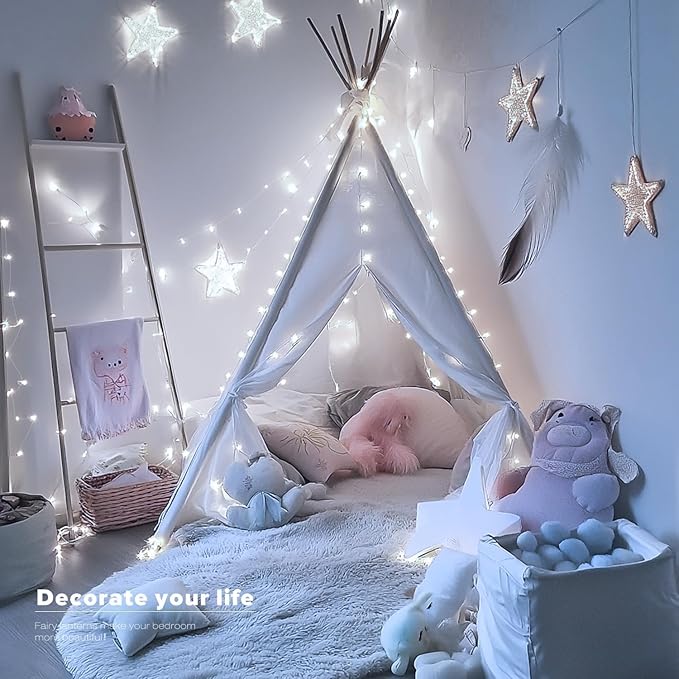 33Ft String Lights Battery Operated with Remote Control Timer, 100LED 4 Pack Waterproof 8 Modes Copper Wire Twinkle Fairy Lights for Bedroom Indoor Outdoor Wedding Dorm Christmas Decorations