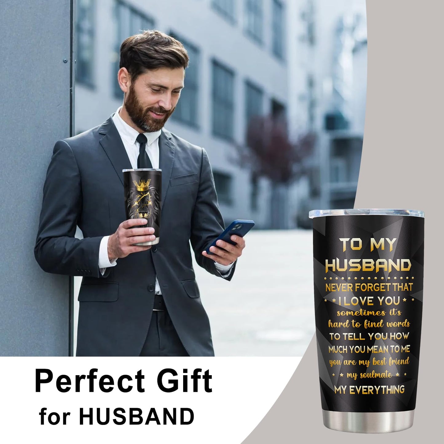 kirusel Gifts for Husband, Fathers Day Husband Gifts, Husbands Birthday Gift Ideas, Birthday Gift for Husbands from Wife, Best Presents for Him Tumblers Mug 20oz(1pc)