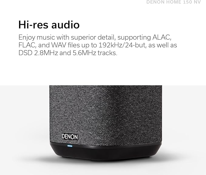 Denon Home 150 NV Home Stereo Wireless Speaker (Black), Bluetooth Wireless, 1" Tweeter, 3.5" Woofer, HEOS Built-in, AirPlay 2, Multi-Room Streaming, Simple Setup, Compact Design