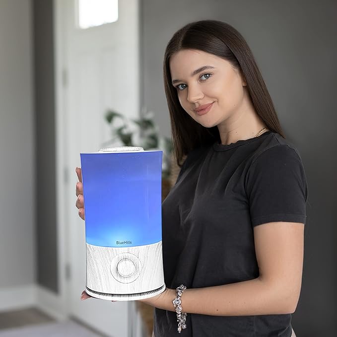 BlueHills Premium Set of Two Large 2000 ML and 2300 ML XL Essential Oil Diffusers Humidifier Combo for Large Room Home with Décor LED Lights Great Gift – Value Pack of White Wood Grain and White