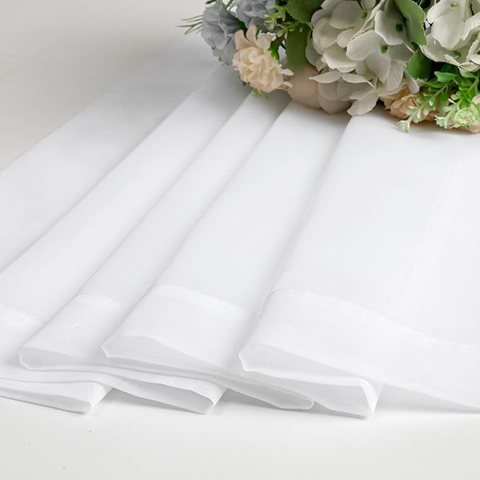 Aiyufeng White Sheer Curtains 54 inch Length Living Room Short Voile Drapes Solid Sheers Cafe Curtains Voile Bathroom Small Window Curtain 2 Panels Set, Rod Pocket, 40" Wx54 L