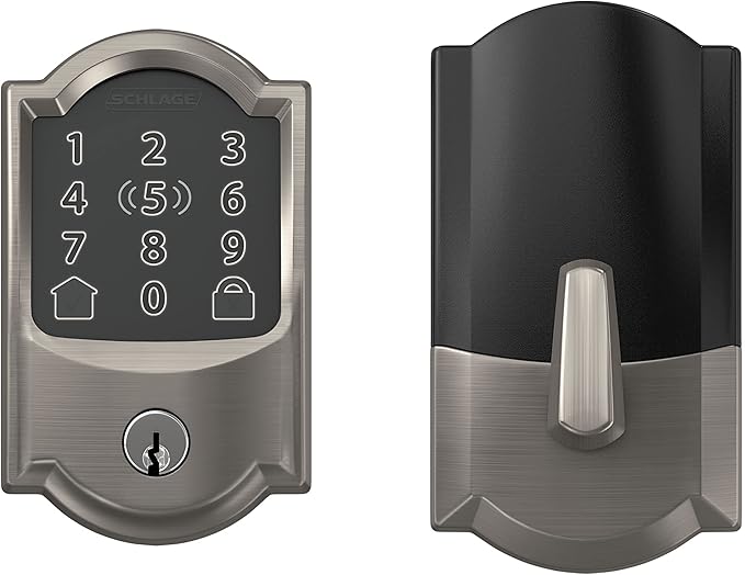 Schlage Encode Plus Smart Wi-Fi Lock for Front Door,Keyless Entry Deadbolt,Unlock with Apple Watch,Built-in WiFi and App Control,Easy Install,Alexa & Apple HomeKit Compatible,Satin Nickel,(Pack of 4)